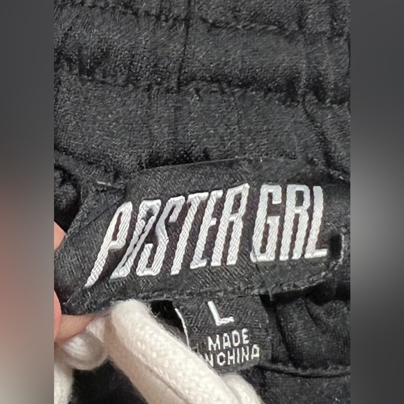 “Poster Girl” Black, Joggers, White Laced on Sides Zipper Pockets SZ: (L) Nice - Picture 2 of 6